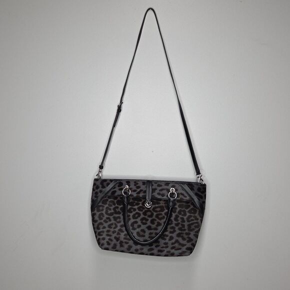 Henri Bendel Womens Lafayette Haircalf Satchel Bag Crossbody in Leopard Print - Picture 13 of 15